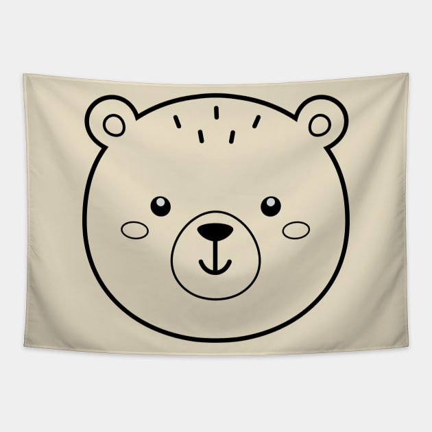 Cute Bear for Kids Men and Women - Bear Head Tapestry by samshirts