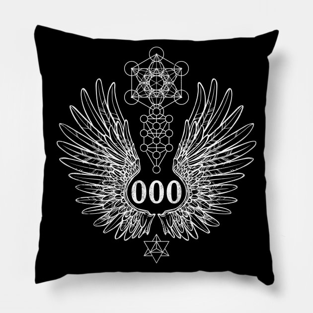 Angel Number 000 Sacred Geometry Pillow by LadyMoldavite