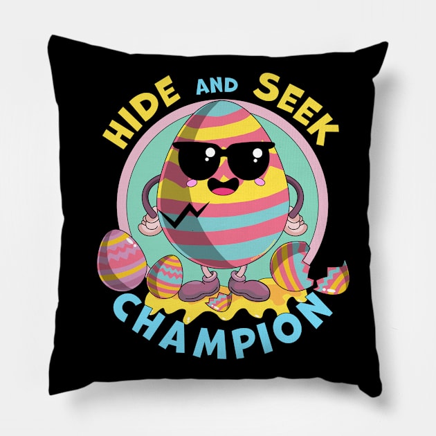 Hide and Seek Champion Egg - Funny Easter Bunny Pillow by OrangeMonkeyArt