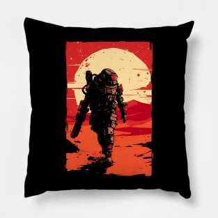 Solitary Marine on Mars - Scifi Pillow