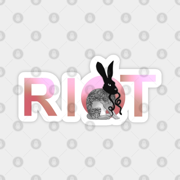 Riot rabbit with snake Magnet by Meakm