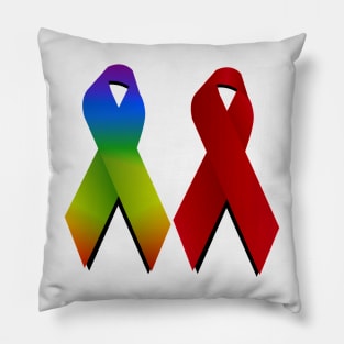 LGBTQ Gay and Aids Support ribbons Pillow