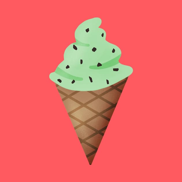 Mint Chocolate Chip Ice Cream by Kelly Louise Art