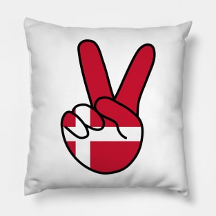 Denmark Flag V Sign Pillow