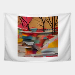 Bare Trees Abstract Collage Tapestry
