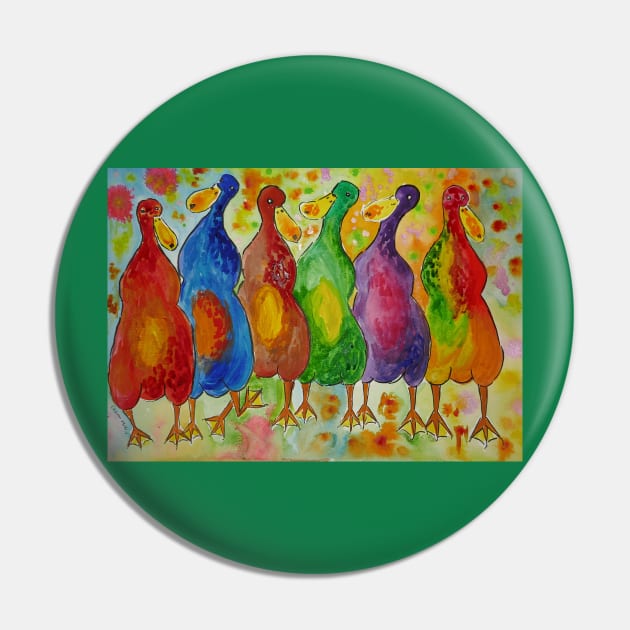 Quirky Colourful Ducks Pin by Casimirasquirkyart