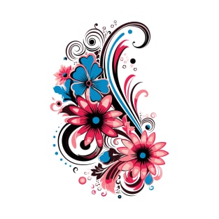 graphic background, Elegant Floral Fusion: Nature-Inspired Vector Illustration T-Shirt