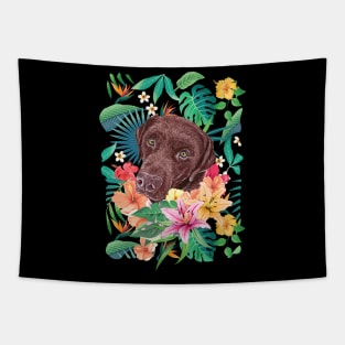 Tropical Chocolate Labrador Retriever 2 Tapestry