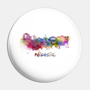 Nicosia skyline in watercolor Pin