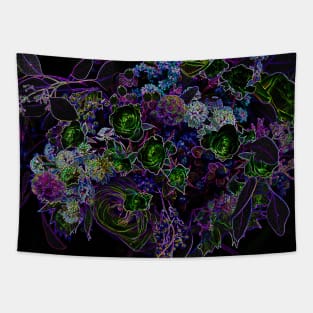 Black Panther Art - Flower Bouquet with Glowing Edges 10 Tapestry