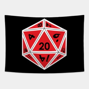 (Pocket) Red D20 Dice (White Outline) Tapestry