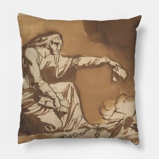 An Old Woman Burning Papers by Nicolai Abildgaard Pillow