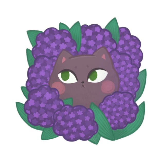 Cat in hydrangeas by IcyBubblegum