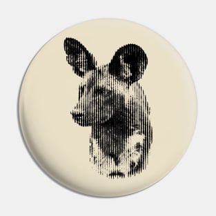 African Wild Dog in Striking Pattern of Black and White Vertical Stripes Pin