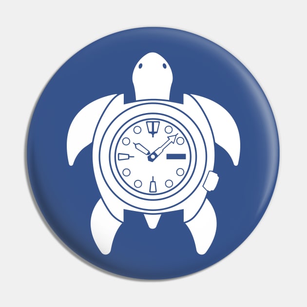 Turtle - white Pin by spicytees