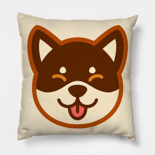 Brown Shiba: Eyes closed tongue Pillow