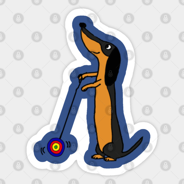 Funny Dachshund Dog Playing Yoyo Cartoon Yoyo Sticker Teepublic
