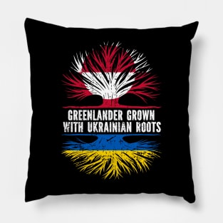 Greenlander Grown with Ukrainian Roots Flag Pillow