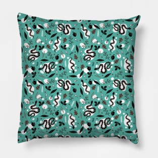 Snakes and Leaves Green Version Pillow