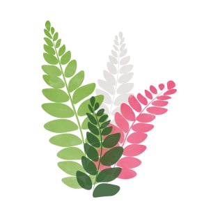 Ferns | Green Pink | White T-Shirt