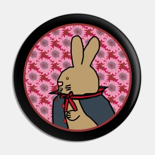 Portrait of a Halloween Horror Vampire Bunny Rabbit Pin