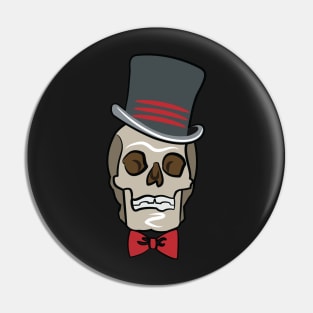 Halloween Skull in Top Hat and Bow Tie Pin