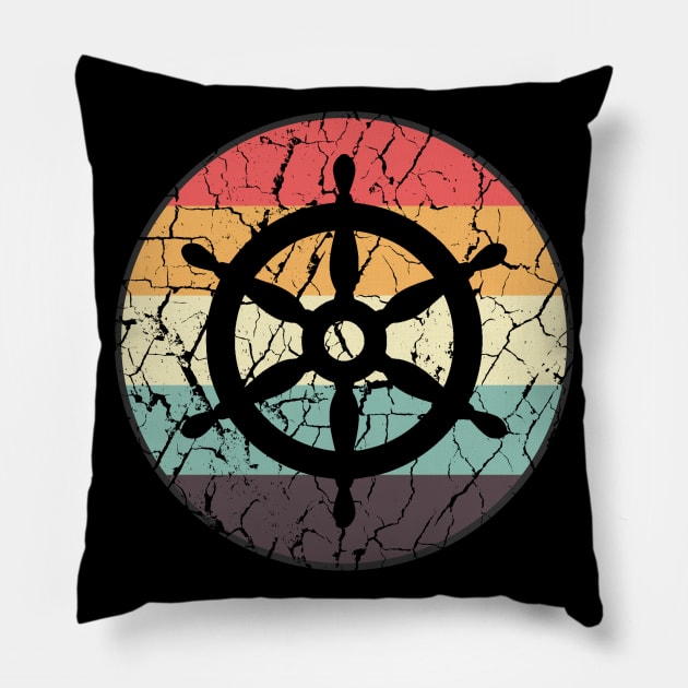 Vintage Ship's Wheel | Cracked Style Pillow by jpmariano