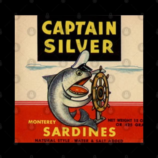 CAPTAIN SILVER Vintage Sardine Label Cannery Row Monterey by REDWOOD9