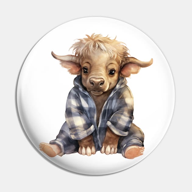 African Cape Buffalo Wearing Pajamas Pin by Chromatic Fusion Studio