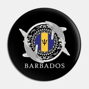 Oceanic Whitetip Shark Flag of Barbados Pin