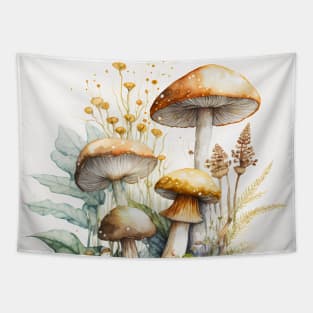 Watercolor mushrooms in the nature1 Tapestry