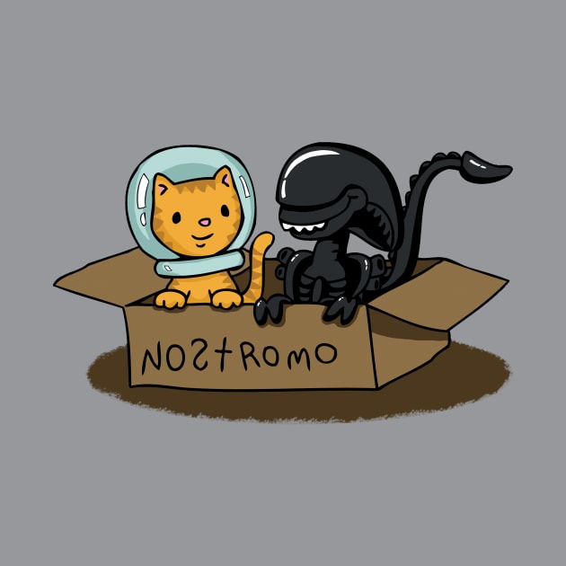Jonesy and Alien in a box by beckadoodles