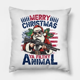 Funny Merry Christmas Ya Filthy Animal ,Christmas shirt ,Winter sign ,Holiday quote ,Retro Christmas cut file Pillow