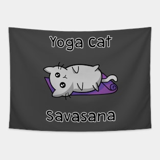 Yoga Cat Savasana Tapestry