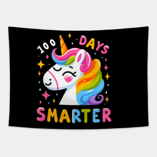 100 days smarter, whimsical cute unicorn Tapestry