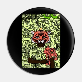 Switzerland - Green-Eyed Male Character with Animal Mask and Doodle Accent Pin