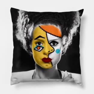 Surreal Cubist Bride of Frankenstein Pillow