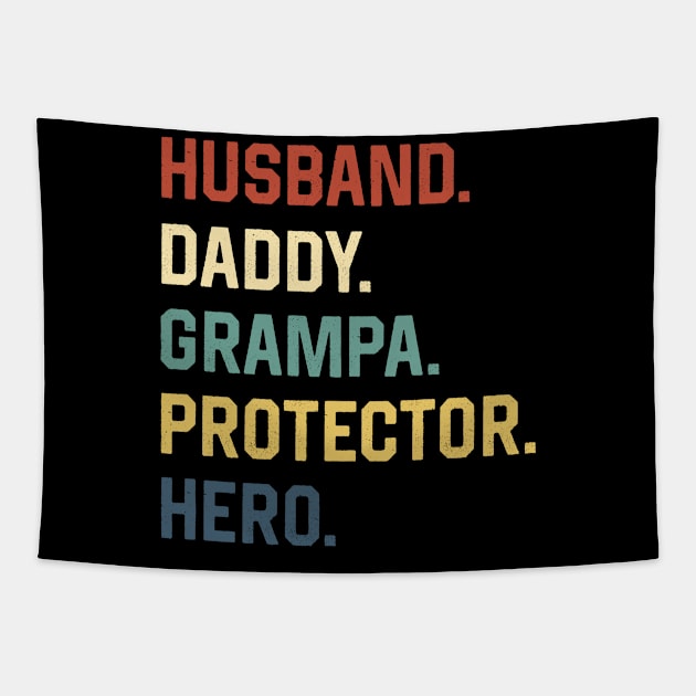 Fathers Day Shirt Husband Daddy Grampa Protector Hero Gift Tapestry by Marang