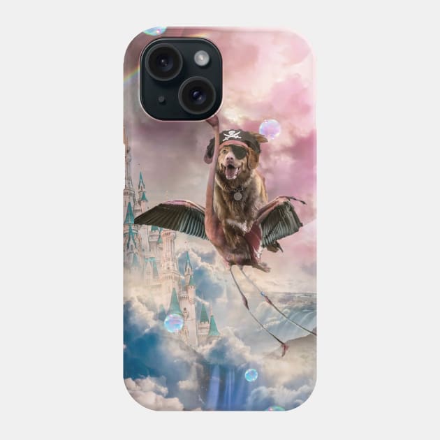 Pirate Dog Riding Flamingo In Space Phone Case by Random Galaxy