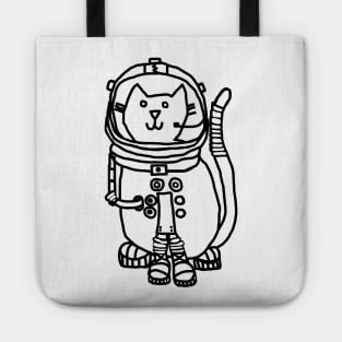 Space Captain Yellow Cat Astronaut Outline Tote