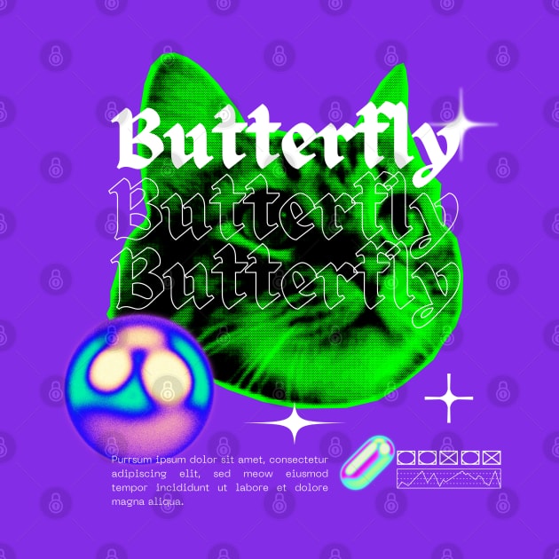 Trippy Cat Butterfly - Ugly Shirt Collection by Yelda