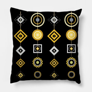 Golden Modern Abstract Geometric Deco Pillow