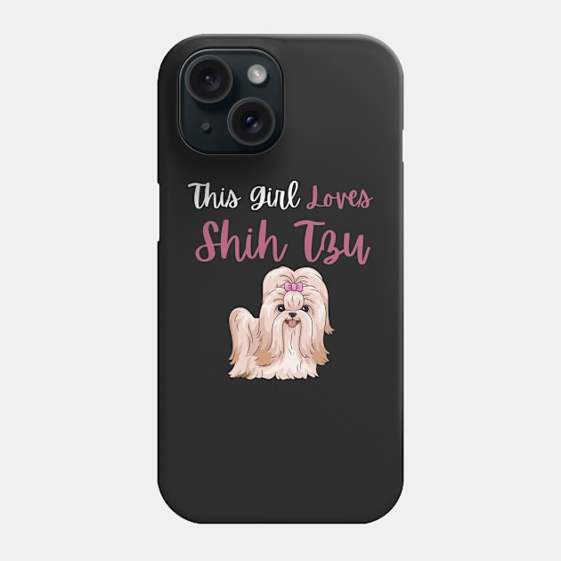 This Girl Loves Shih Tzu Dog Flowers For Floral Dogs Phone Case by yassinebd