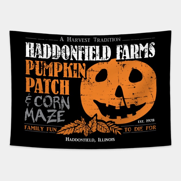 Haddonfield Farms Pumpkin Patch Tapestry by SaltyCult