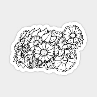 Urban Flowers Doodle Art Magnet