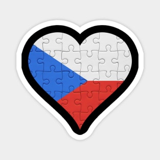 Czech Jigsaw Puzzle Heart Design - Gift for Czech With Czech Republic Roots Magnet