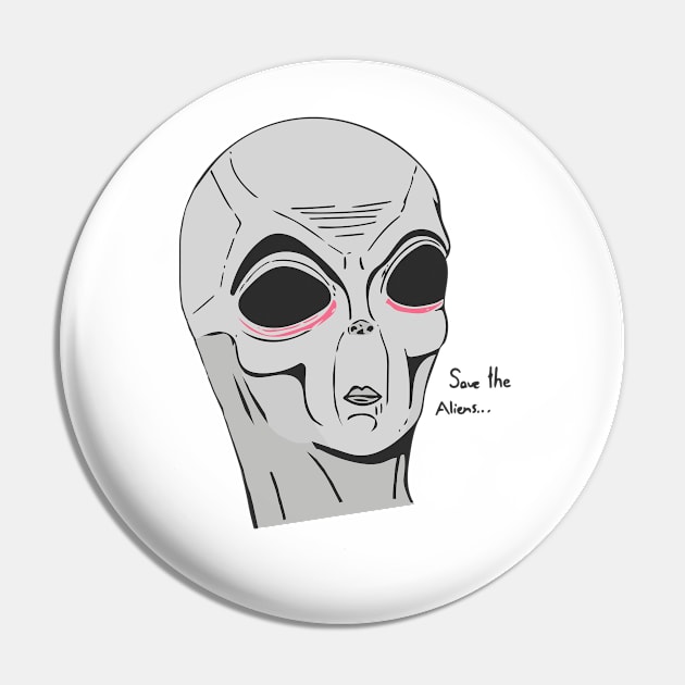 Save The Aliens Pin by JetChicken