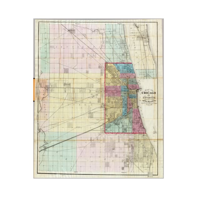 Vintage Map of Chicago (1869) by Bravuramedia