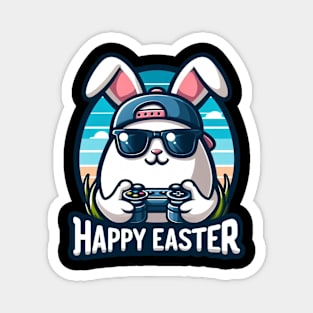 "Video Game Bunny Eggs Happy Easter Day" Graphic Tee Magnet