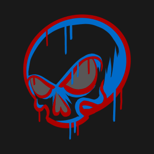 Red And Blue Graffiti Skull T-Shirt